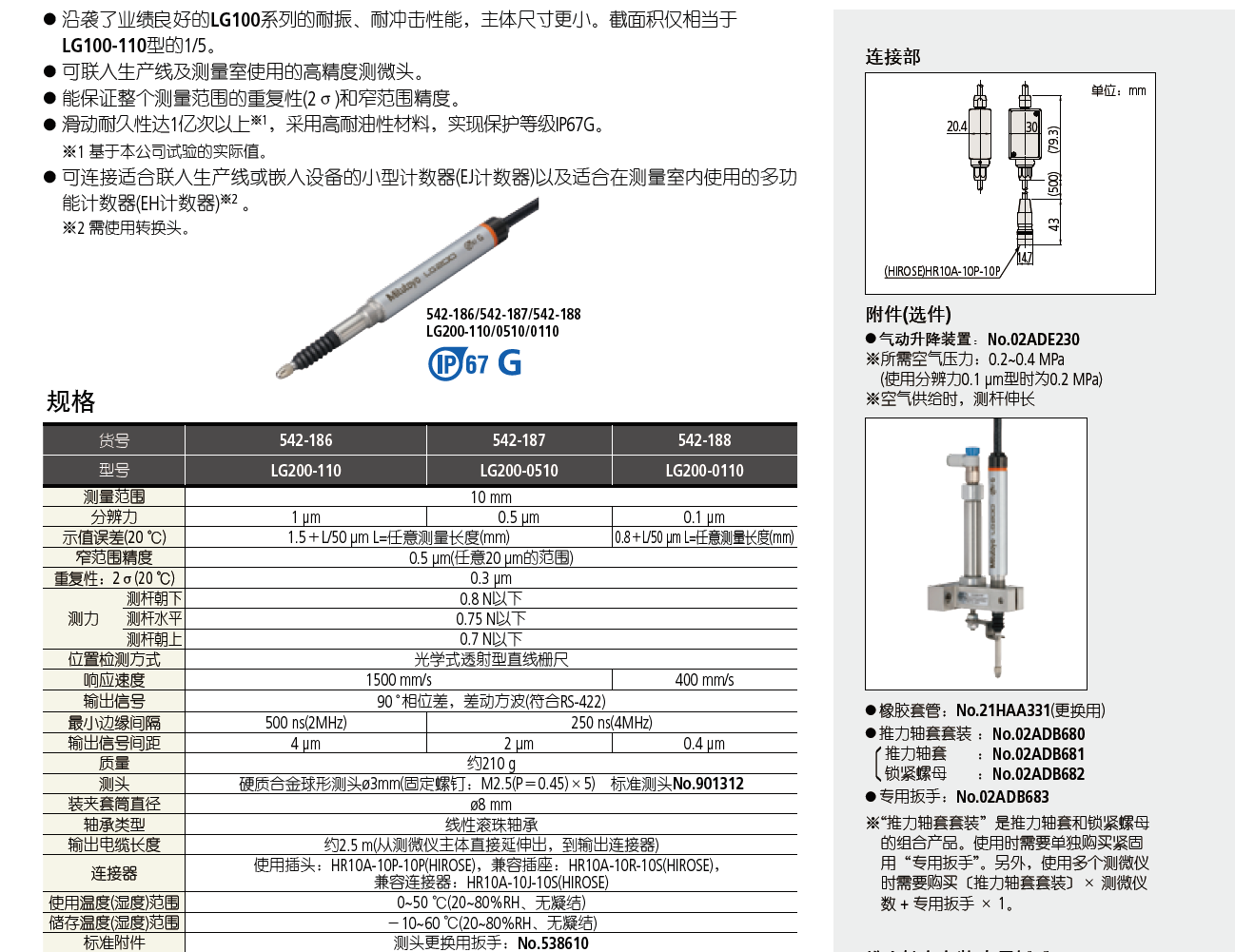 日本三豐光柵測微計542-186  LG200-100